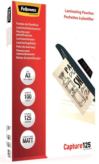 Fellowes A3 125 Micron Laminating Pouches - Pack of 100 Sheets