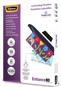 Fellowes A4 80 Micron Gloss Laminating Pouches - Pack of 100 Sheets