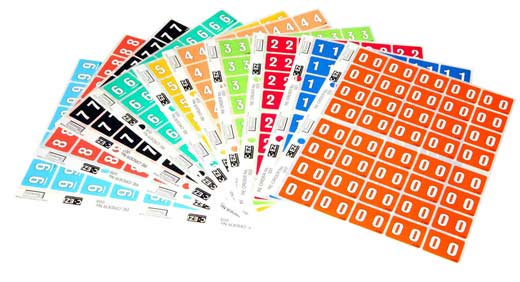 Filecorp Full 0-9 Set of Coloured Numeric Labels