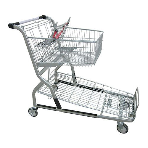 Flat Deck Shopping Trolley with Large Fixed Upper Basket