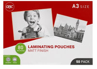 GBC A3 Matt Laminating Pouches - 80 Micron, Pack of 50