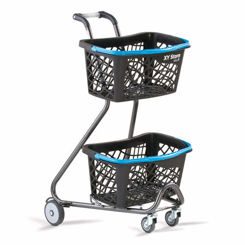 Double 26 Litre Ergonomic Shopping Basket Trolley