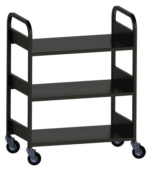 Library Book Trolley with 3 Flat Shelves