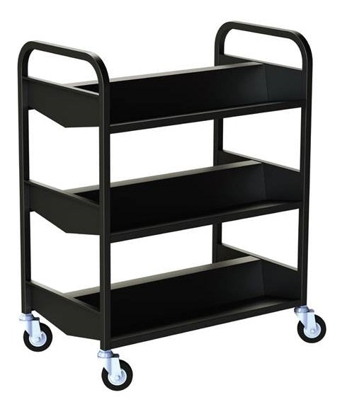 Library Book Trolley with Three Sloping Shelves