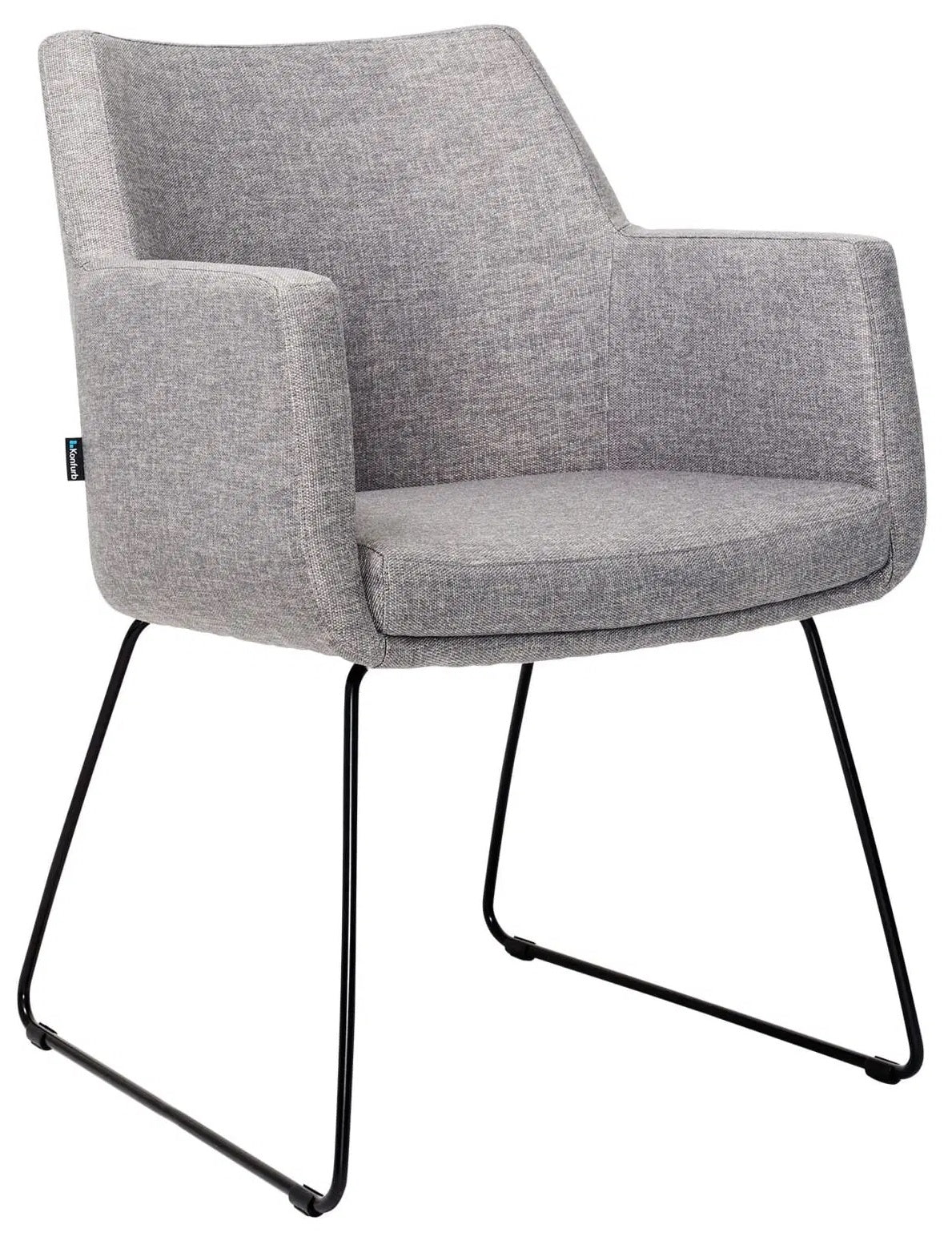 Hady Visitor Chair with Black Sled Base in Quickship Key Largo Ash Fabric