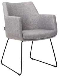 Hady Visitor Chair with Black Sled Base in Quickship Key Largo Ash Fabric