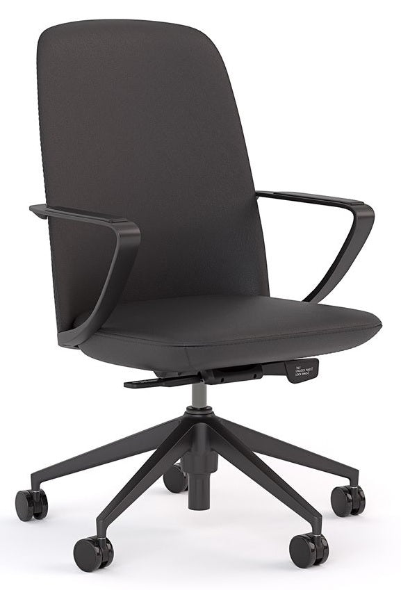 Aero Executive Chair in Black Leather - Midback & Highback