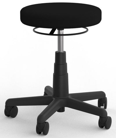 Knight Stool in Breathe Black Fabric - with Architectural Drafting Stool Option