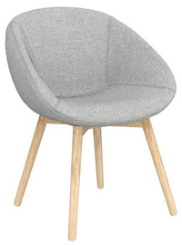 Camellia Visitor Chair - 3 Bases — KNCH Camellia Chair with Timber Base in Reef Grey Mist Fabri