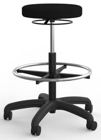 Knight Stool in Breathe Black Fabric - with Architectural Drafting Stool Option