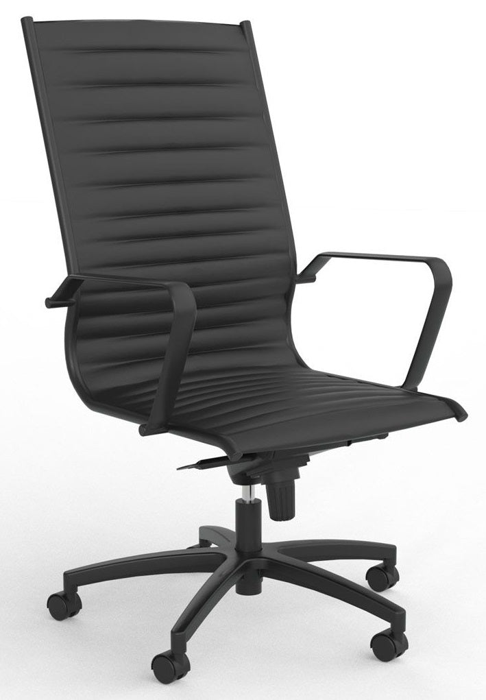 Metro Executive Chair in Black PU Leather with Black Frame - Midback & Highback