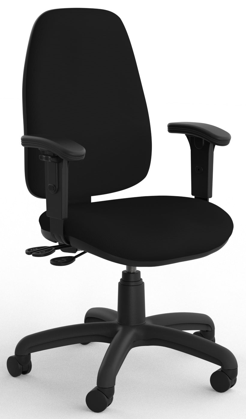 Strauss 3 Lever Ergonomic Office Chair in Breathe Black Fabric