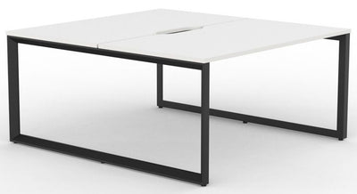 Anvil System Double-sided Shared Desk with Black Frame - 6 Sizes