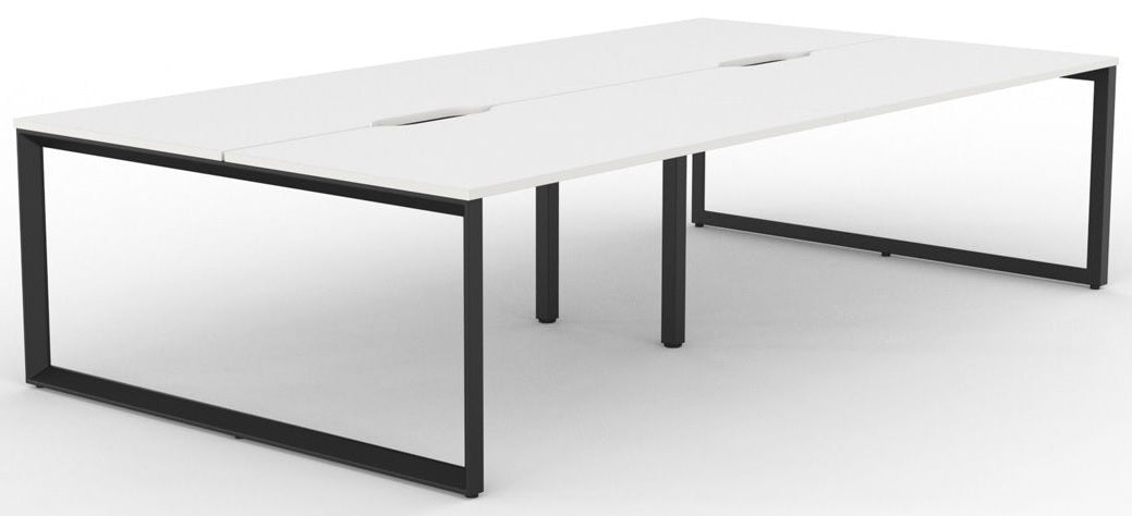 Anvil System Double-sided Shared Desk with Black Frame - 6 Sizes