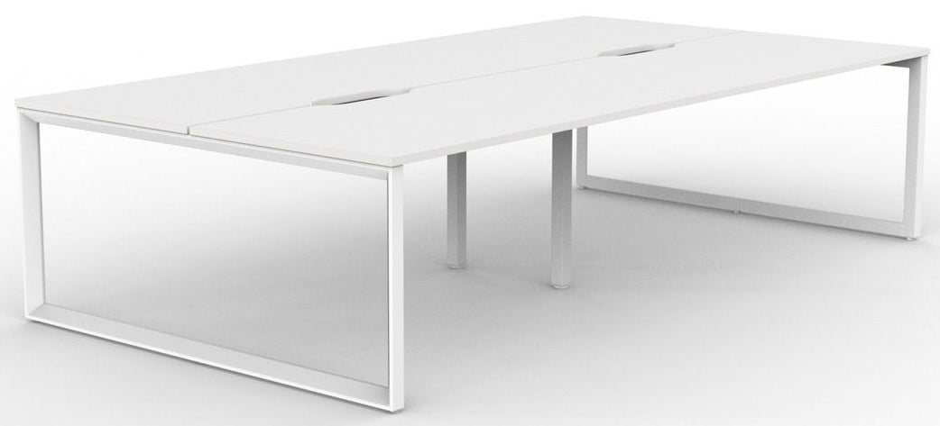Anvil System Double-sided Shared Desk with White Frame - 6 Sizes