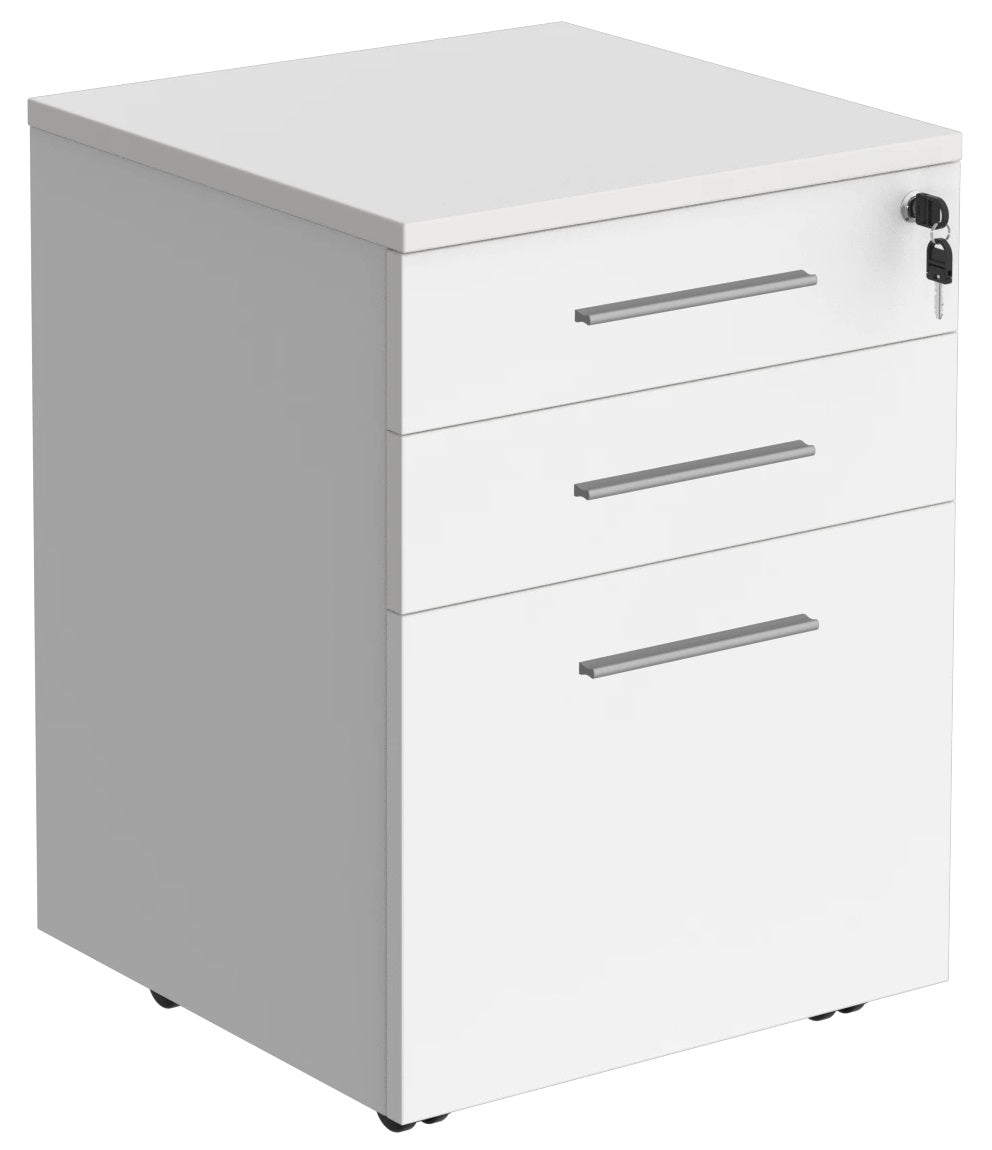 Cubit 3 Drawer Lockable Desk Mobile - 4 Colour Options