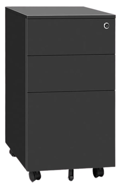 Europlan Slimline 3 Drawer Lockable Steel Desk Mobile - 2 Colour Options