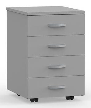 Eko 4 Drawer Desk Mobile in Silver - Non-locking