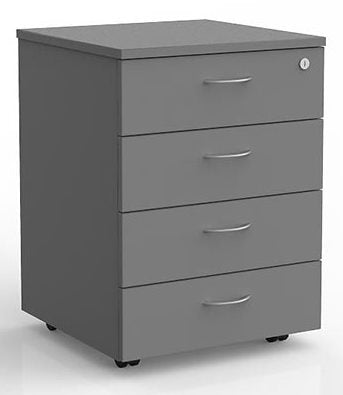 Ergoplan 4 Drawer Desk Mobile in Silver - Locking