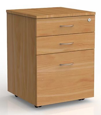 Ergoplan 3 Drawer Desk Mobile in Tawa - Locking
