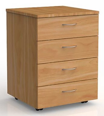 Ergoplan 4 Drawer Lockable Desk Mobile in Tawa
