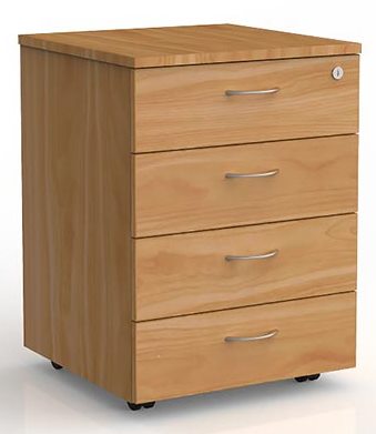 Ergoplan 4 Drawer Desk Mobile in Tawa - Locking