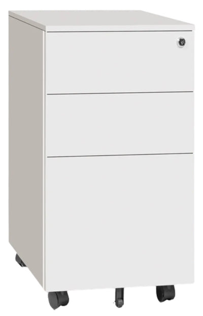 Europlan Slimline 3 Drawer Lockable Steel Desk Mobile - 2 Colour Options