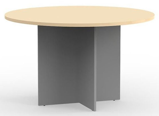 Eko Round Meeting Table in Nordic Maple and Silver