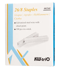 KW TriO 26/8 Box of 1000 Staples - 5 Boxes