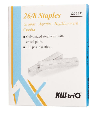 KW TriO 26/8 Box of 1000 Staples - 5 Boxes