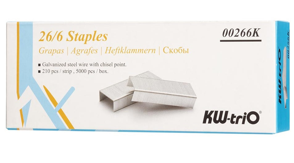 KW-TriO 26/6 Box of 5000 Staples - 5 Boxes