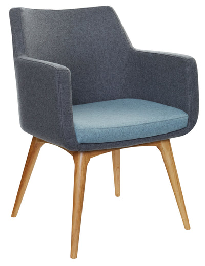 Hady Visitor Chair with Timber Base in Custom Upholstery