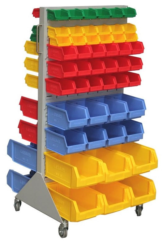 Double-sided Mobile Louvred Rack for Lamson Coloured Bins