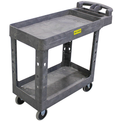 Long 2 Level Plastic Service/Stock Picker Trolley - 2 Shelf Widths
