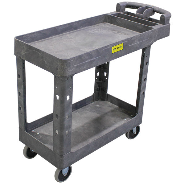 Long 2 Level Plastic Service/Stock Picker Trolley - 2 Shelf Widths