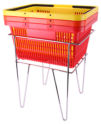 Tall Chrome Shopping Basket Stand for 20 Litre Baskets
