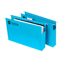 Marbig Expanding Foolscap Suspension Drop Files in Blue - Pack of 20