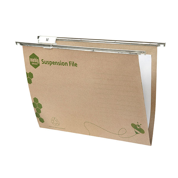 Marbig Foolscap Kraft Suspension Drop Files - Pack of 10