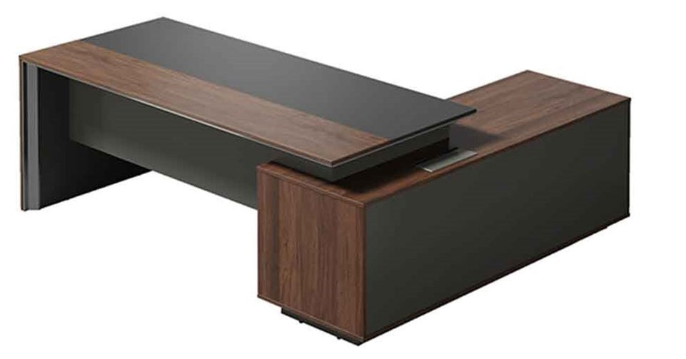 Maxim Executive Desk - 2 Sizes - 2 Configurations — Maxim Executive Desk   Felix Walnut   Left   2200mm