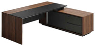 Maxim Executive Desk - 2 Sizes - 2 Configurations — Maxim Executive Desk   Felix Walnut   Right   2200mm