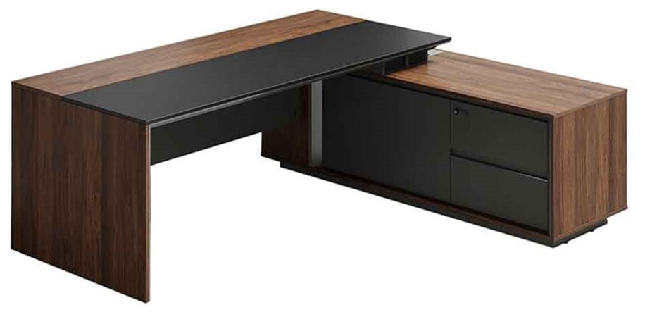 Maxim Executive Desk - 2 Sizes - 2 Configurations — Maxim Executive Desk   Felix Walnut   Right   2200mm