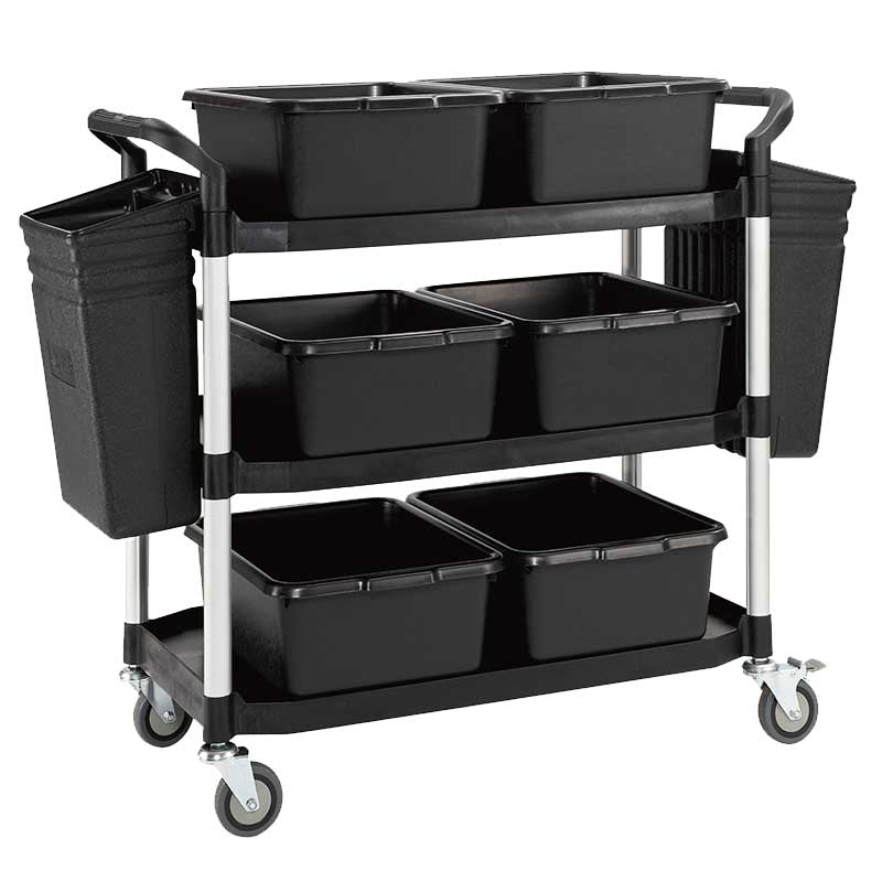 Multi Purpose Plastic Service/Stock Picker Trolley - with 8 Plastic Bins