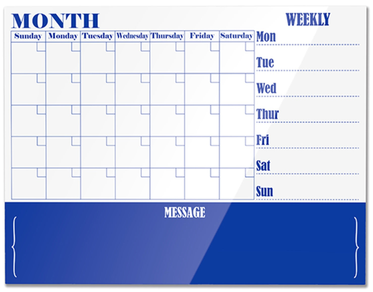 Monthly Planner Glass Writing Board with White Back