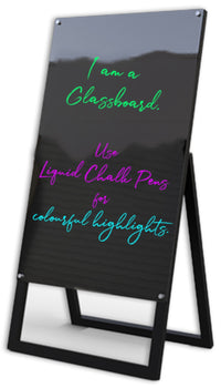 Glass Writing Board and Easel with Black Back