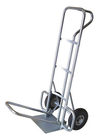 Zinc-plated Hand Trolley with Fold Down Toe-plate Extension - Solid Rubber Wheels