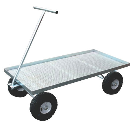 Heavy Duty Zinc Plated Steel Mesh Deck Trolley with Pneumatic Wheels & without Sides