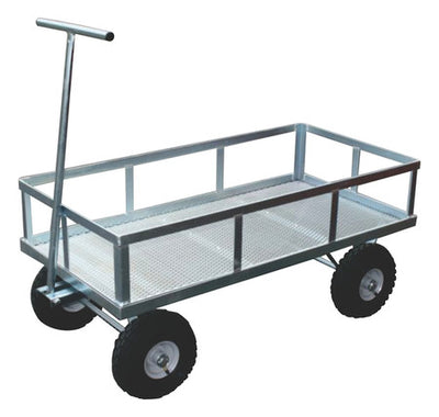 Heavy Duty Zinc Plated Steel Mesh Deck Trolley with Puncture Proof Wheels & Side Frame