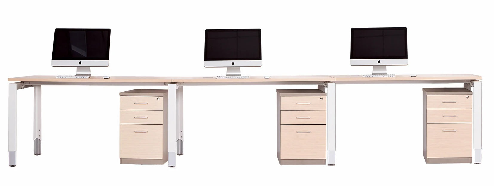 Oblique 3 Person Straight Height Adjustable Desk
