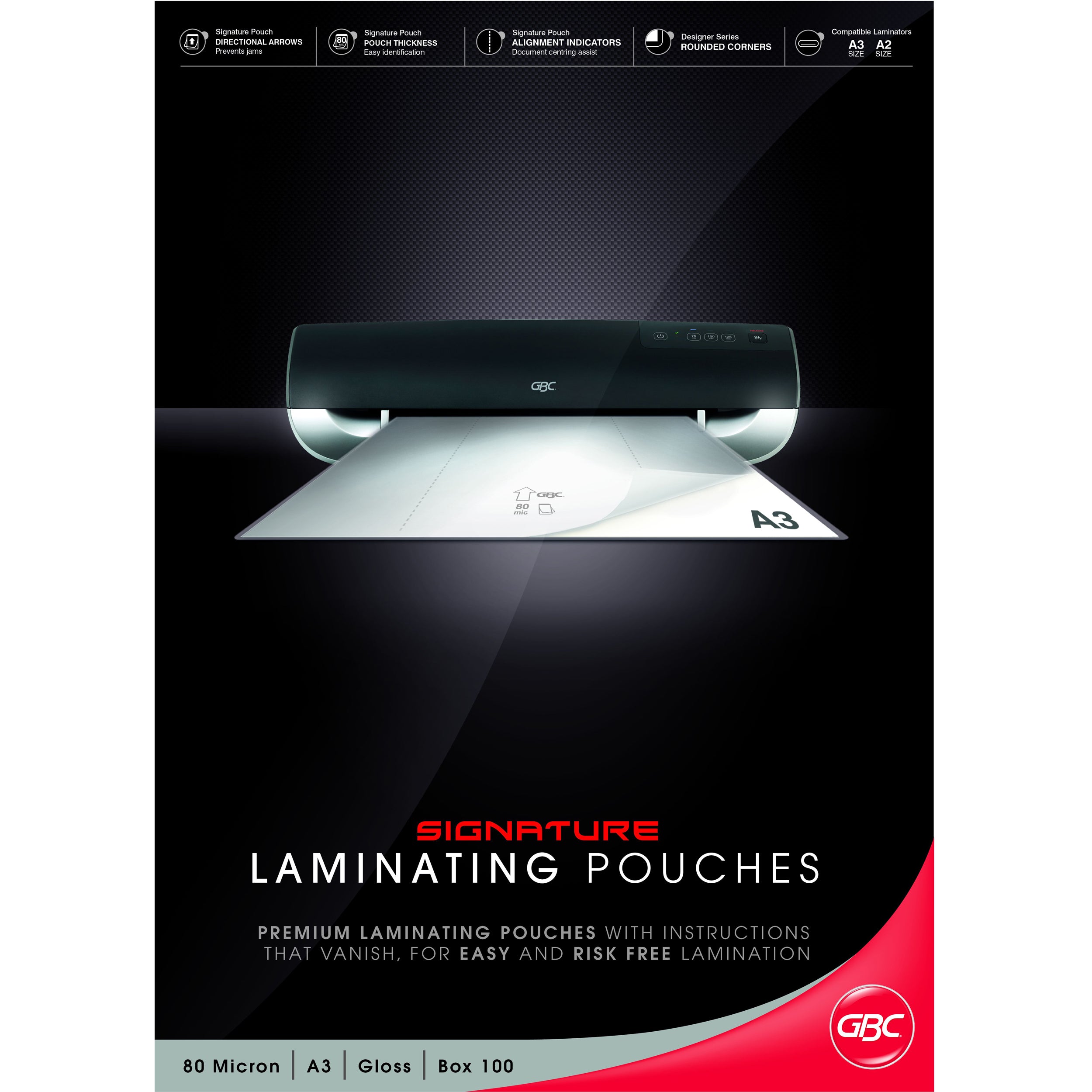 GBC Signature A3 80 Micron Laminating Pouches 100PK