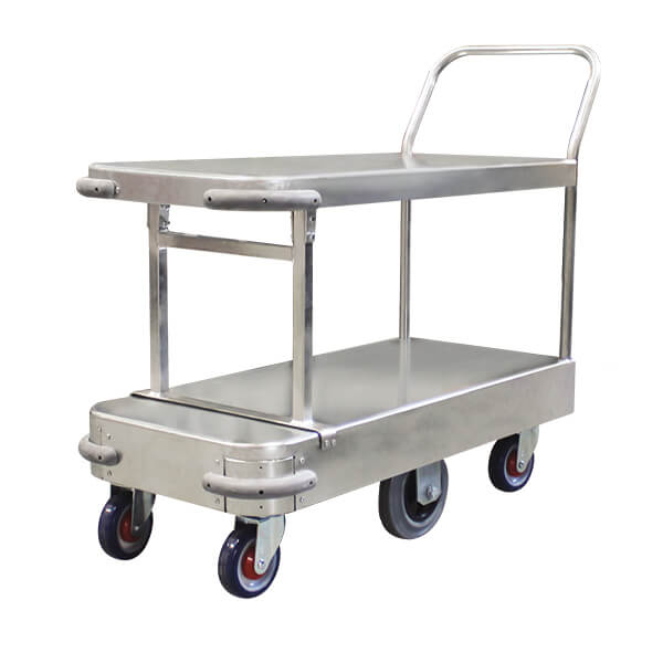 Galvanised Steel 6 Wheel 2 Level Stock Trolley - Standard